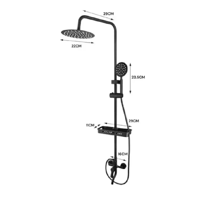 Miniatura 5 de Columnas De Ducha Negra Kit Mango Ducha